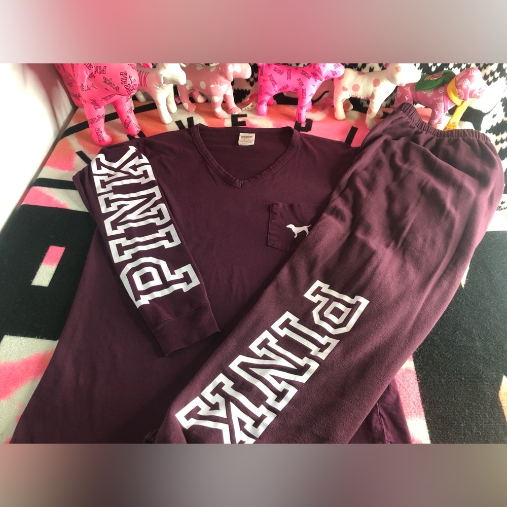 2015 PINK Victoria's Secret Long Sleeve Shirt with Matching Sweatpants Set